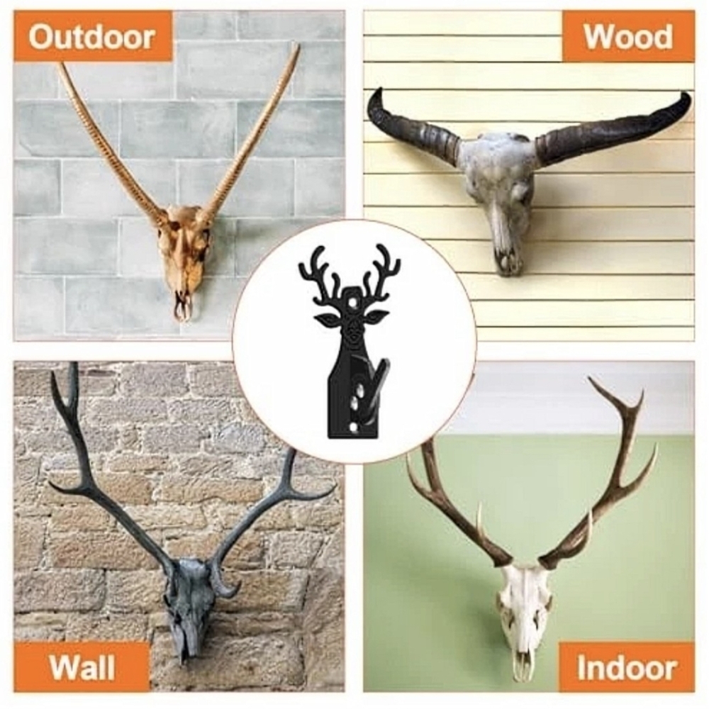 European Animal Black Coated Skull Wall Mount Decor Set Of Two